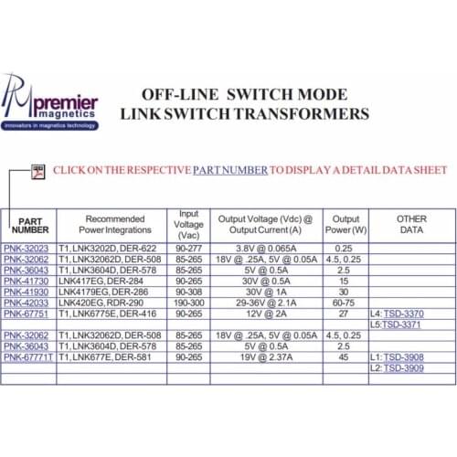 EE8.3 PNK-32023 EE-0802 90-277VAC input for LNK3202D DER-622 magnet ferrite core transformer