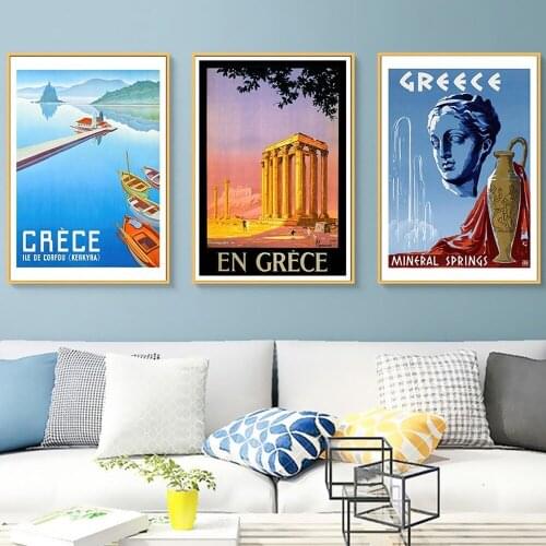 Greece Hawaii Netherlands Travel Poster Vintage City Landscape Canvas Painting Home Bedroom Living Room Decor Aesthetic Picture