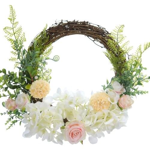 Simulation Flower Hydrangea Wreath Bedroom Door Rattan Garland Hanging Wall Pendant Home Decoration Wedding Supplies