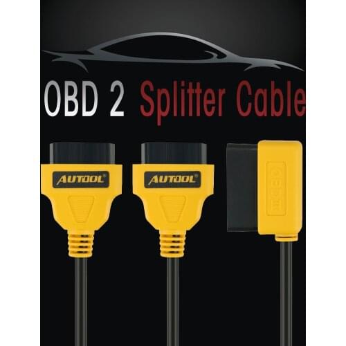 OBD II 2 Y Splitter Cable 16Pin Female Adapter Outdoor OBD2 16 Pin Male to Dual Anti-resistance Repairing Parts for AUTOOL