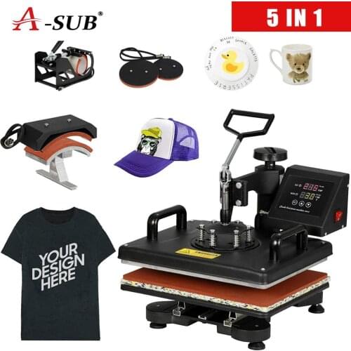 5 in 1 Combo Heat Press Printer Sublimation Machine 30*38CM Heat Press Machine for T-shirts Plates/Cap/Mug/Phone Covers et