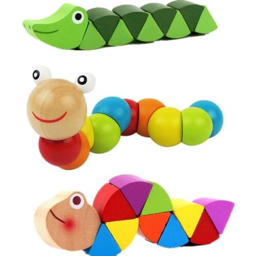 Colorful Wooden Worm Puzzles Kids Learning Educational Baby Development Toys for Children Gift