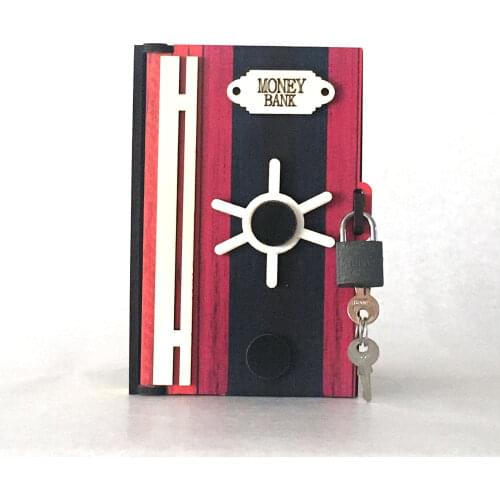 Creative Wood Saving Box Piggy Bank with Steel Lock Money Bank Coffee Colorful