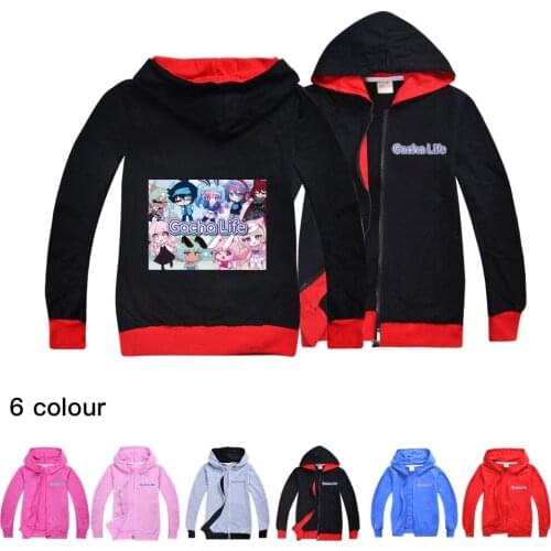 Gacha Life Print Jacket with Zipper Kids Casual Hooded Coats for Boys Hooded Outwears Girls Long Sleeve Tops Boys Winter Clothes