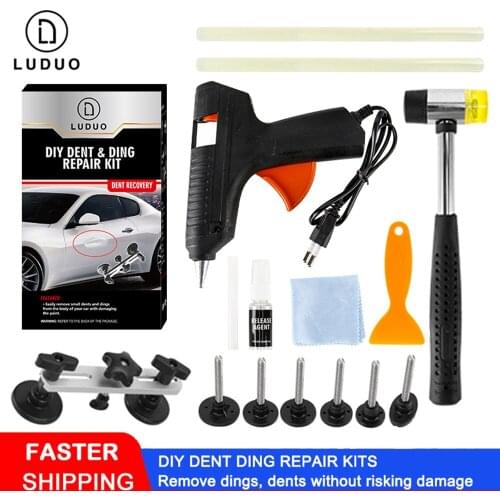 LUDUO Car Body Paintless Dent Repair Tools Remove Fix Dent Car Dent Puller Tabs Suction Cut Hail Damage Easy Repair Removal Kits