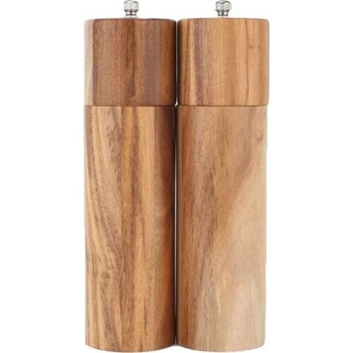 New Wooden Salt and Pepper Grinder, Adjustable Manual Salt Grinder, Acacia Wood, Pepper Grinder with Ceramic Core, Suitable for