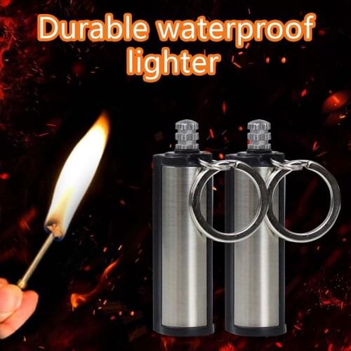 Outdoor Waterproof Portable Lighter Bottle Keychain With Containing Cotton Core