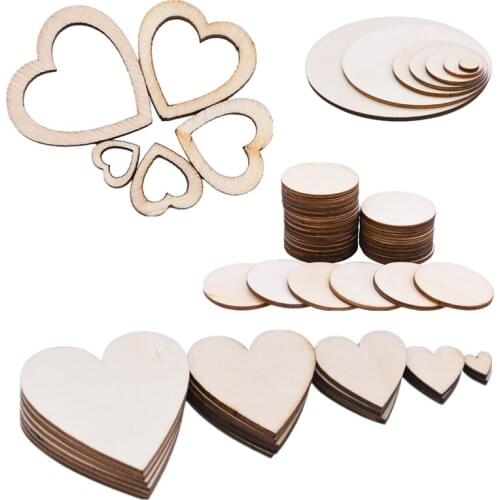 Natural Hollow Love Heart Round Shape Cut Wooden Confetti DIY Handmade Log Crafts Scrapbooking For Home Party Decoratio Supplies
