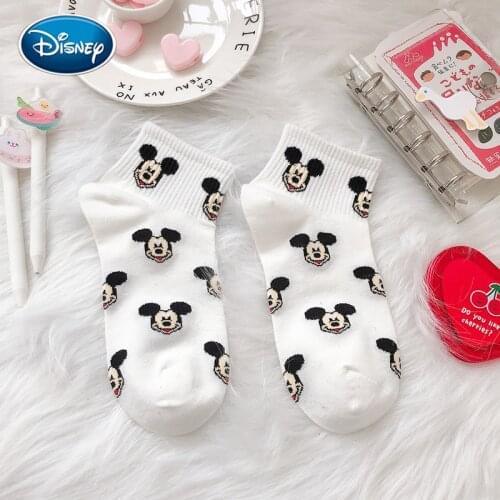 DisneyMickey Minnie Cartoon Printed Cotton Socks Women Socks Summer Breathable Socks Harajuku White Printed Fashion Socks