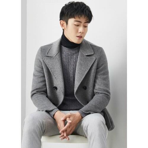 2020 New 100% Wool Coat Men Double-sided Short Handmade Spring Male Jacket Woolen Coats Overcoat MG-00-7167 KJ1313