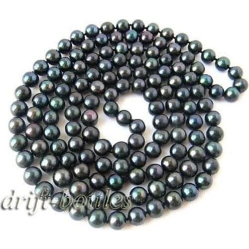 A 50'' 9mm Black Round Freshwater Pearl Necklace