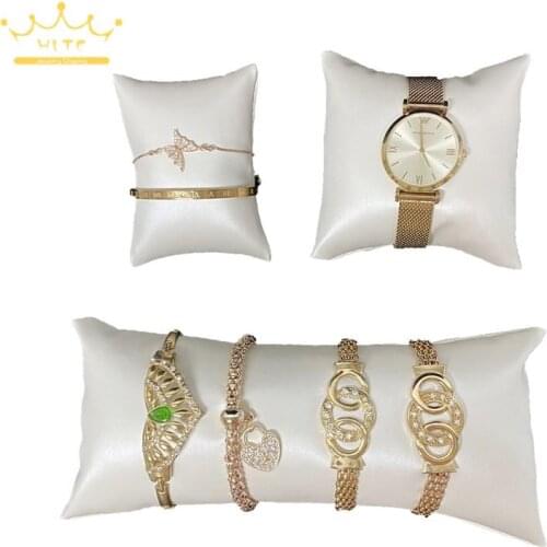 Jewelry Watch Pillow Beige Brushed Pu Leather Bracelet Bracelet Display Stand Hand Jewelry Pillow