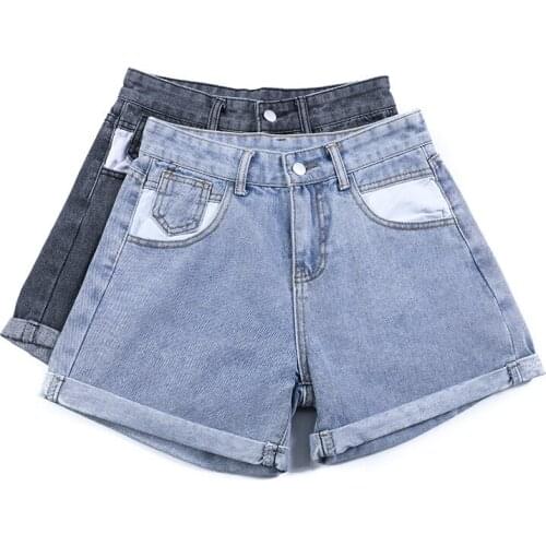 Hot 2020 Retro high-waist wide-leg denim shorts cotton temperament female new student curling all-match casual shorts women