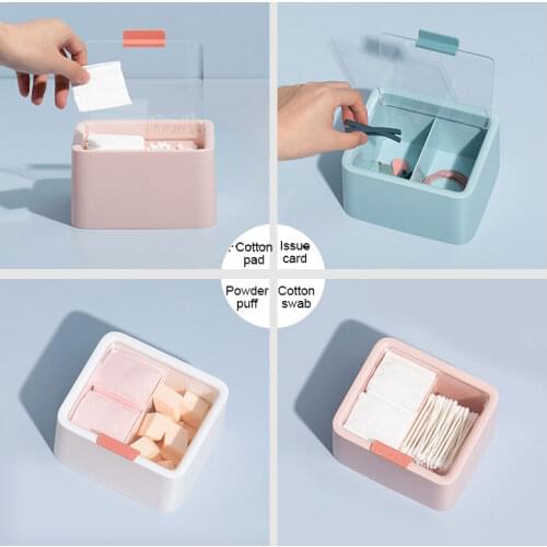 Portable container cotton pad holder cosmetic storage box gift double cotton swab makeup storage box
