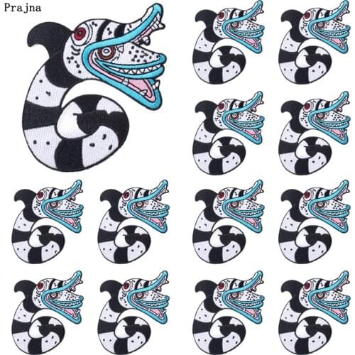 Prajna 10 PCS Punk Snake Embroiderd patches For Clothing Stickers Iron on Patches On Clothes Punk Skull Badges Applique