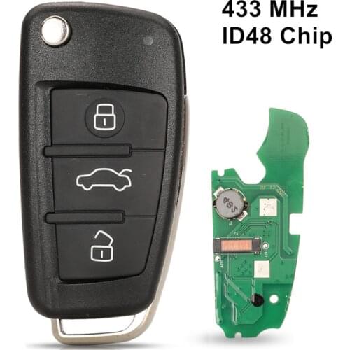 433MHZ ID48 Chip 3 Buttons Keyless Go Flip Smart Remote Car key For Audi A1/Q3 2011-2017 Fob 8X0 837 220