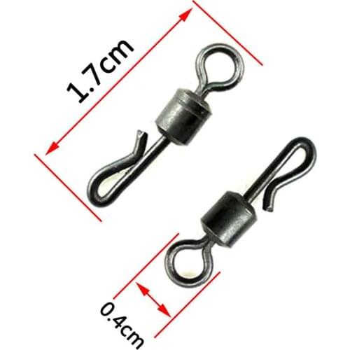 30pcs Q-Shaped Black Brass Quick Change Swivels For Carp Fishing size 4# Fishing Terminal Tackle Accessory Size 4 / UK Size 8