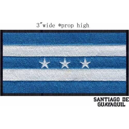 Santiago de Guayaquil, Ecuador Flag 3" wide embroidery patch for gold embroidery applique/costura/stars