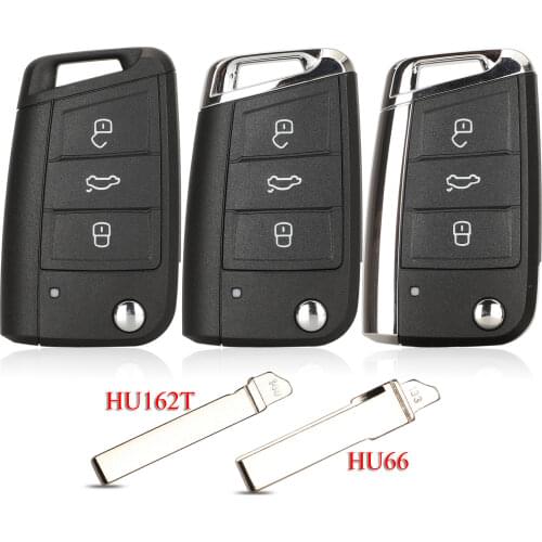 Kutery Folding Key Shell For Volkswagen VW Golf7 MK7 Skoda A7 Seat 3Buttons Keyless Remote Car Key Case Cover With Uncut Blade