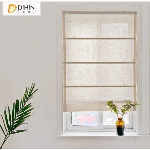 Modern Cotton Linen Roman Shades Blinds Window Curtains Custom Made Roman Shades for Windows, Doors, Home, Kitchen, Living Room