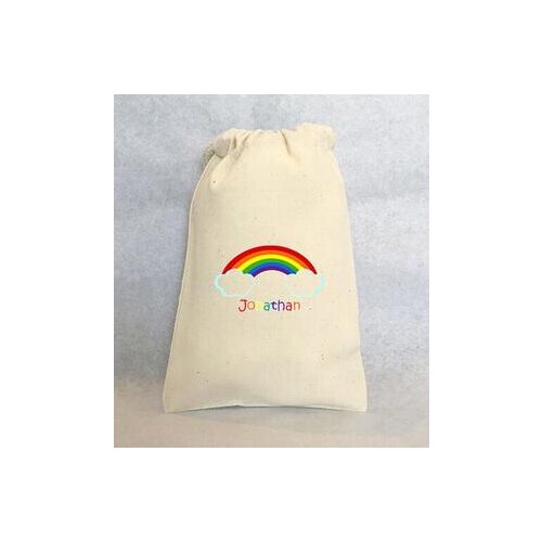 Custom Rainbow wedding muslin favor gift Welcome Candy Thank you Bags pouches Bachelorette bridal shower party gift bag