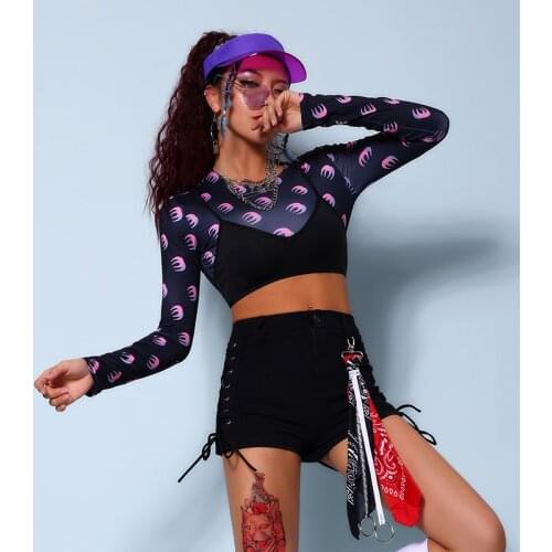 Hip Hop Dance Costume For Adult Stage Wears DJ Clothing Sexy K-pop Outfits Pole Dance Clothes Fall E-Girls Fashion Wears DL6944