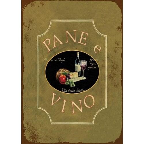 Losea Pane e Vino Metal Retro Vintage Tin Sign Bar Wall Decor Poster