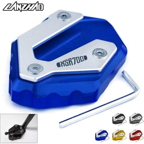 XSR700 Motorcycle Side Stand Kickstand Enlarger Plate Pad CNC Aluminum Motorbike Accessories for Yamaha XSR700 2018 2019