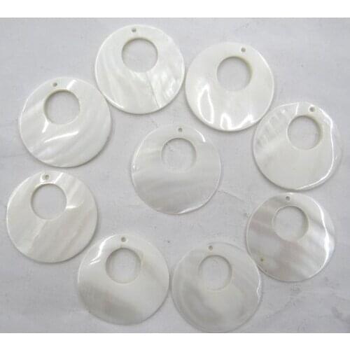 Natural Quartz crystal Abalone Shell carved the Round shell pendant for diy Jewelry making necklace Accessories 10PCS A23