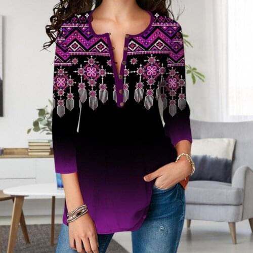 2021 New Summer Tops L-5XL Oversized Women Blouses 3D Gradient Print Cross V-Neck Loose Plus Size Blouse Tops Fashion Clothes