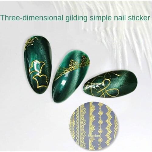 3D Nail Stickers Adhesive Transfer Sticker Decals Gilded Geometric Image Nail Art Decorations Accessories 1Pc