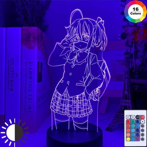 3D Rikka Takanashi LED Night Light for Bedroom Decor Nightlight Birthday Gift Anime 3D Lamp Rikka Love Chunibyo Other Delusions