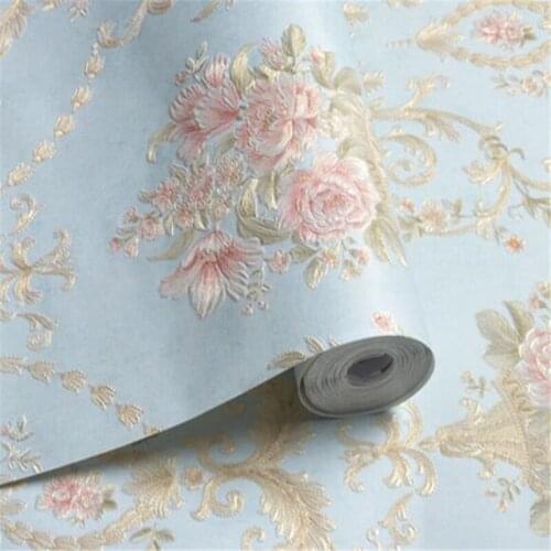 Wellyu 3D embossed garden Damascus flower AB wallpaper Bedroom living room sofa wall nonwoven wallpaper papel de parede