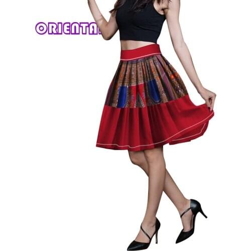 African Wax Print Skirts for Women Girl African Bazin Riche Cotton Mini Skirts African Style Clothing Pleated Short Skirt WY146