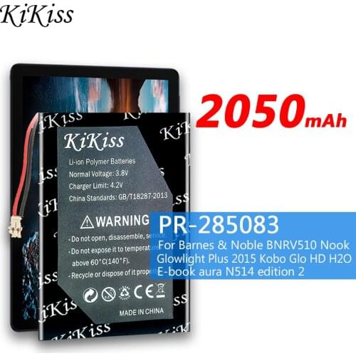 KiKiss 2050mAh PR-285083 Battery for Barnes & Noble BNRV510 Nook Glowlight Plus 2015 Kobo Glo HD H2O E-book Aura N514 Edition2