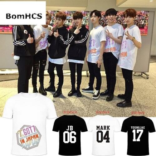 BomHCS Kpop GOT7 Cotton Short Sleeve T-shirt Boys Girls Fans Meeting in Japan Album Hey Yah Tops Tee Shirt 18F-69GOT74