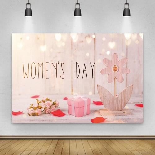 Wooden Flower Gift Box Decoration Bokeh Photography Backdrops Womens Day Dinner Table Wall Background For Photo Studio