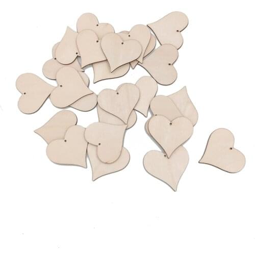 Wooden Love Heart Slices Blank Name Tags Wood Labels Art Craft Pieces for Wedding DIY Projects Card Making