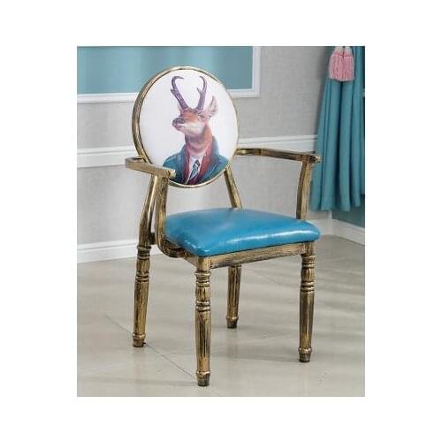European-style retro chair nail chair personalized custom iron old theme hotel dining chair creative back makeup chair