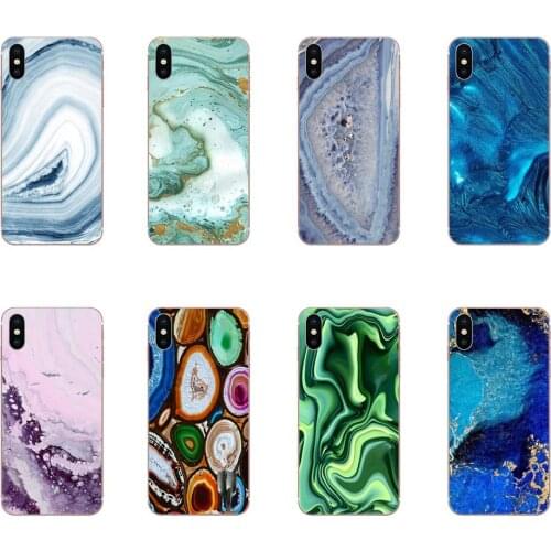 For Apple iPhone 11 Pro XS Max XR X 8 7 6 6S Plus 5 5S SE 4 4S TPU Design Phone Pink Green Marble Agate Texture Print