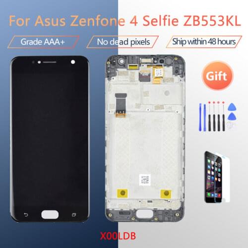 For Asus Zenfone 4 Selfie ZB553KL LCD screen assembly with front case touch glass, X00LD LCD Display original Black
