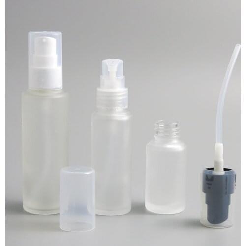 12 x 20ml 30ML 50ML Frost Glass Lotion Pump Bottle With Black White Clear Pump 1oz Frost Dispenser Bottle