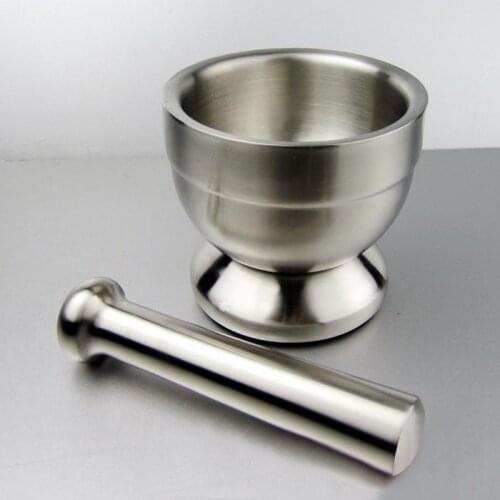 New Garlic Spice Grinder Pharmacy Herbs Bowl Mill Grinder Crusher Kitchen Tool Stainless Steel Mortar Pestle Set Pugging Pot