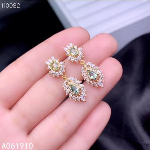 KJJEAXCMY boutique jewelry 925 sterling silver inlaid Natural colored sapphire Womens earrings support detection trendy