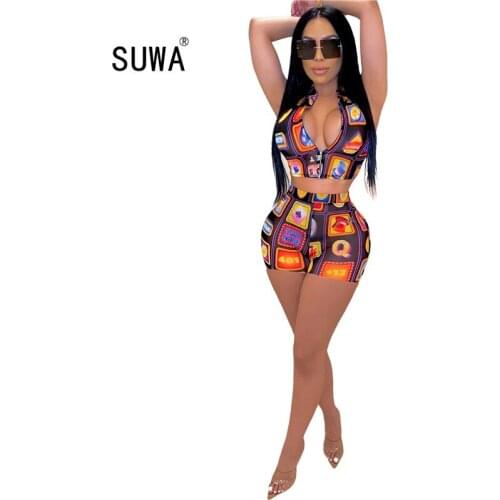 2020 Wholesale Letter Sexy 2 Piece Set Women Crop Top and Shorts Beach Outfits 2020 Summer Club Wear Checkerboard Short Sets
