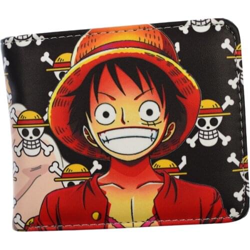 PU Japanese Anime Wallet One Piece Luffy Law Ace Short Purse With Card Holder Coin Pocket