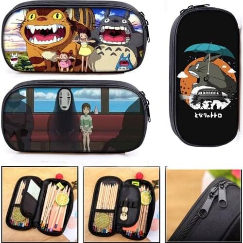 Animation Spirited Away/My Neighbor Totoro Cosmetic Bag Childrens Study Pencil Bags Boys Girls Study Stationery Bag Pencil Case
