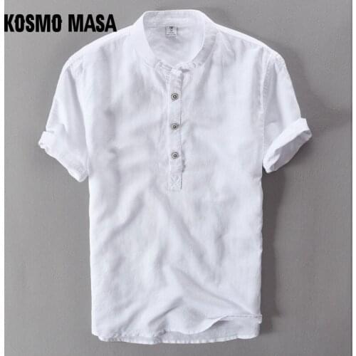 KOSMO MASA Summer Linen Shirt Mens Short Sleeved Shirts Breathes Cool Shirts European Size Loose Shirts High Quality MB0040