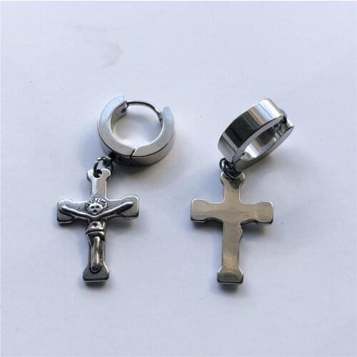 Punk Charm Stainless Steel Human Skeleton Earrings Hanging Cross Earring Men and Women Fashion Halloween Party Jewelry Gift