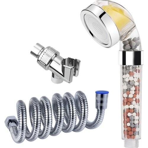 Bathroom Ionic Mineral Beads Shower Head with Vitamin C Shower Filter High Pressure Saving Water Handheld SPA Shower Heads Set